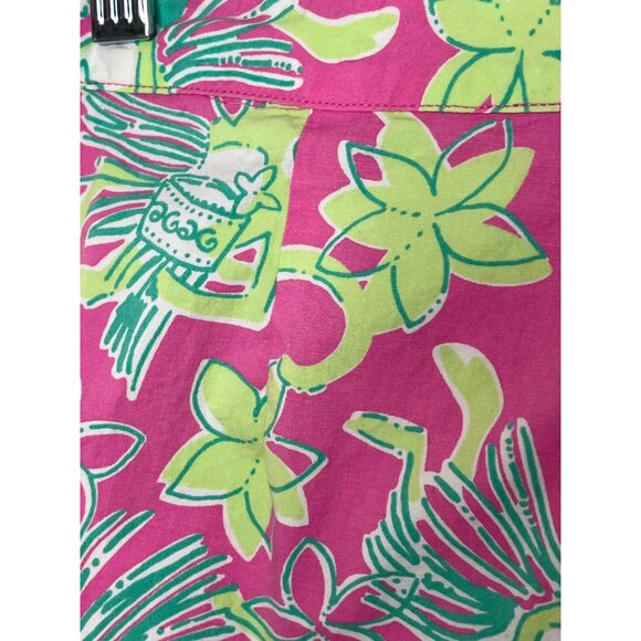 Lilly Pulitzer Pants Womens Petites 10P Cropped Pink Green Floral Hula Monkey - Picture 11 of 12